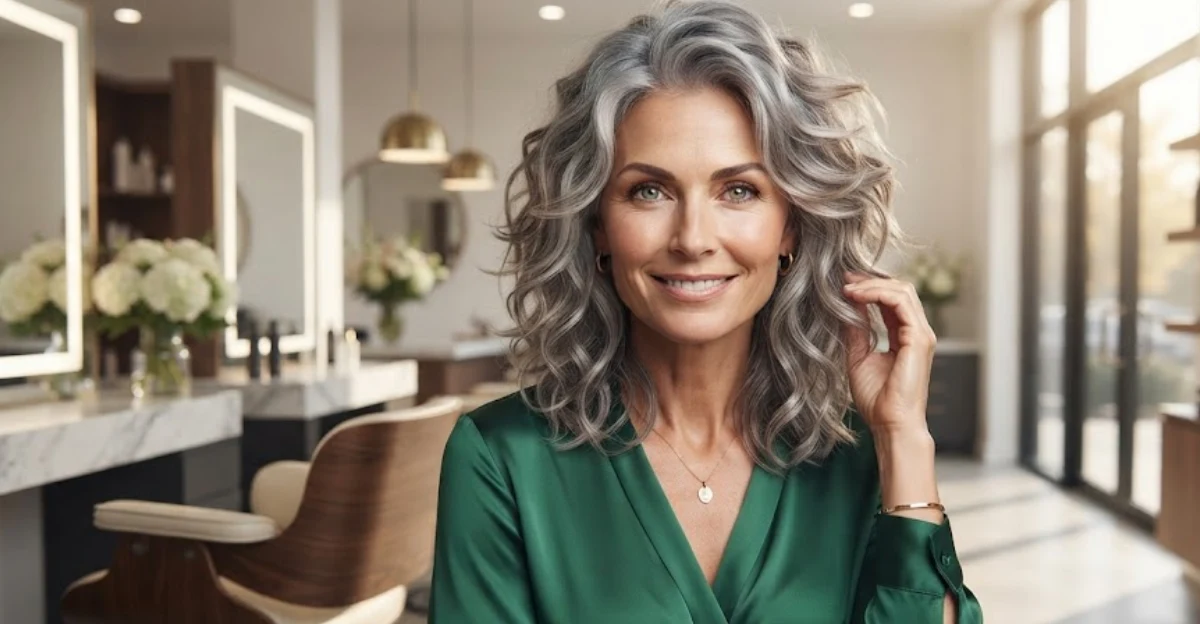 Layered Gray Curly Shag