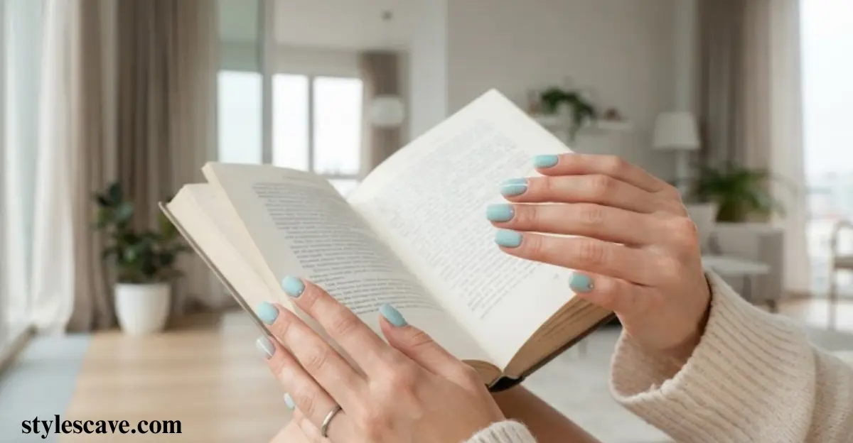 Light Teal Matte Nails