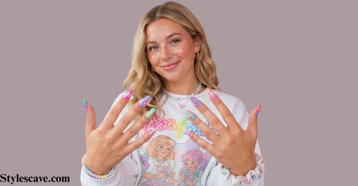 Lisa Frank Swirl Nails