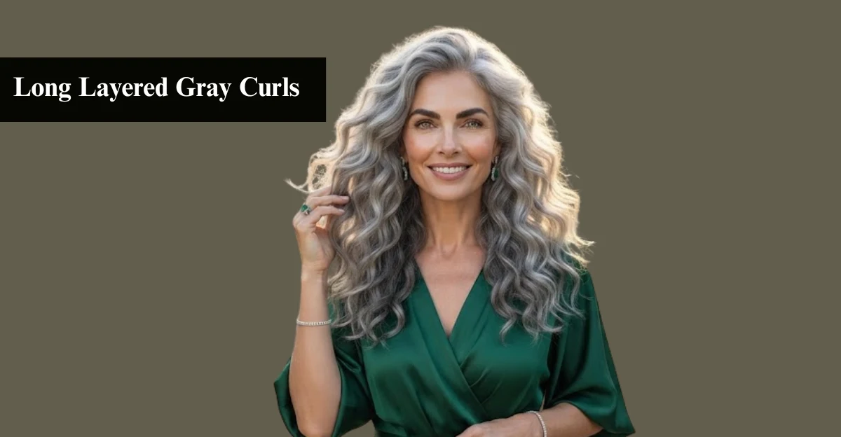 Long Layered Gray Curls