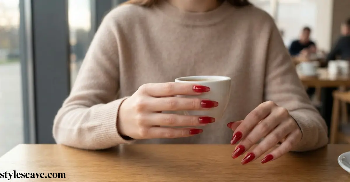 Long Red Jelly Manicure