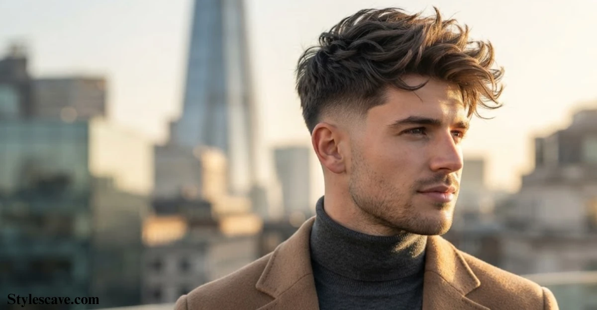 Messy Layered Comb Over with Tapered Sides