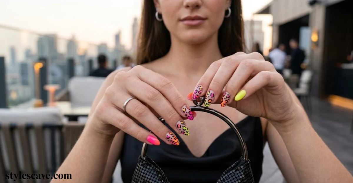 Neon Leopard Party Nails