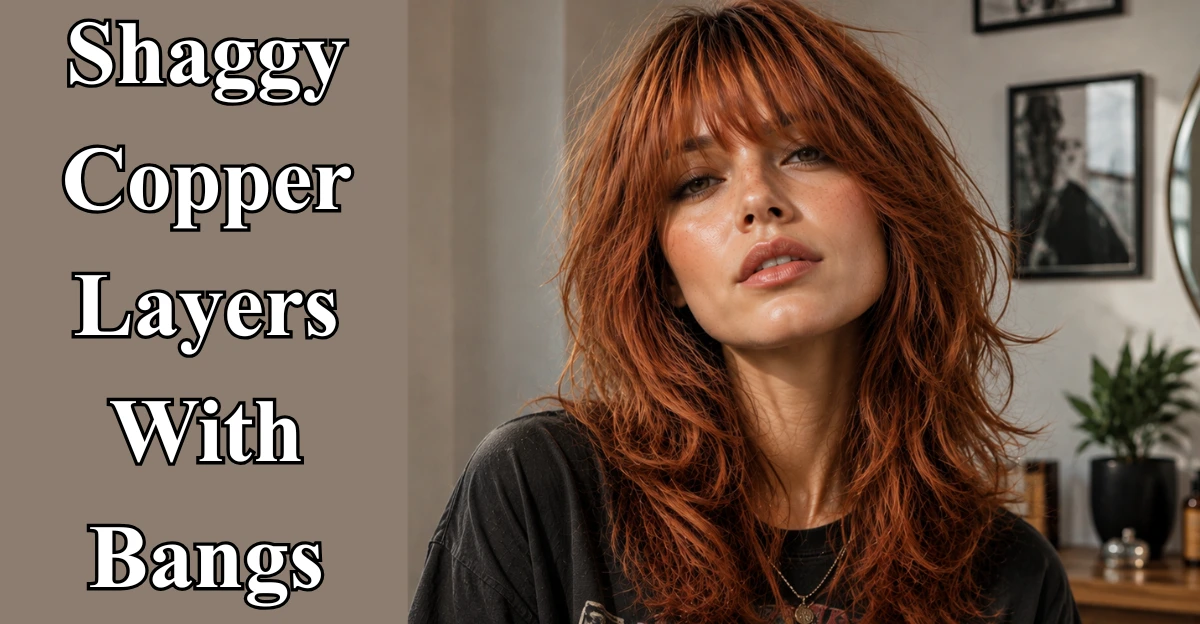 2. Shaggy Copper Layers With Bangs