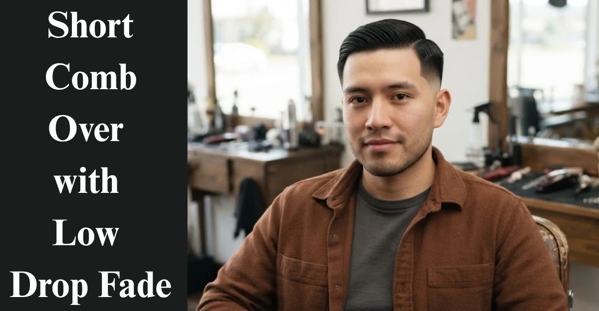 Short Comb Over with Low Drop Fade