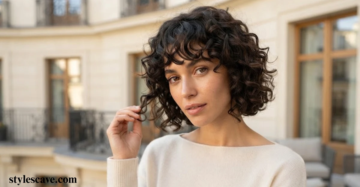 Short Curly Layers with Bangs