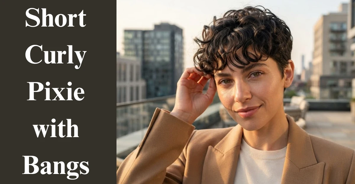 Short Curly Pixie with Bangs