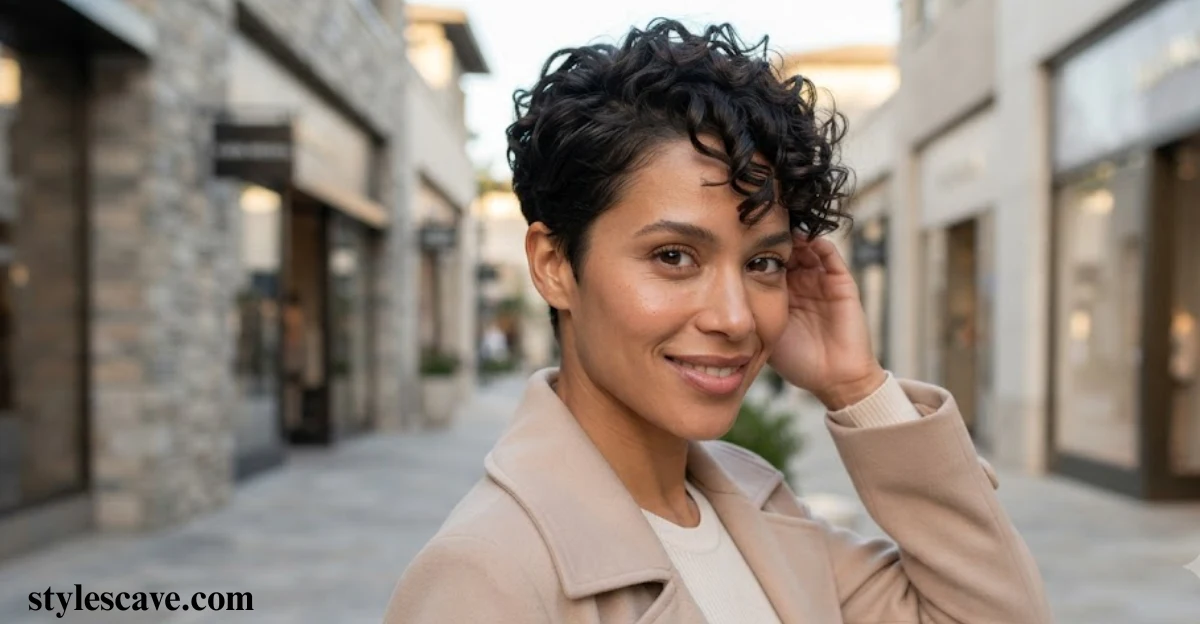 Short Defined Curly Tapered Pixie