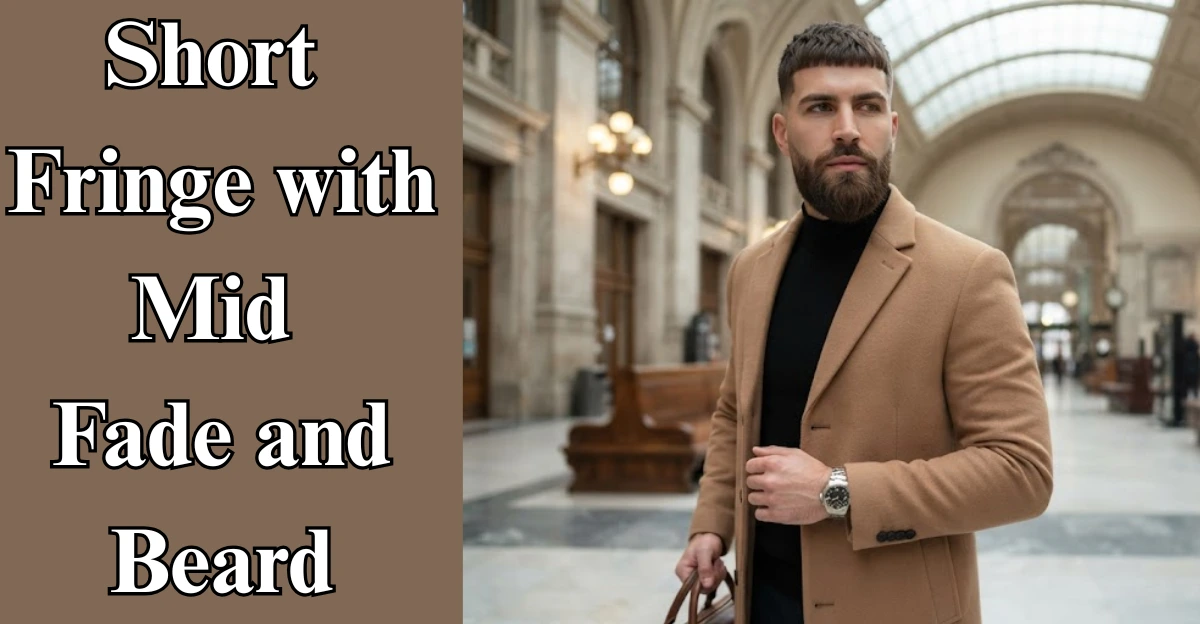 Short Fringe with Mid Fade and Beard