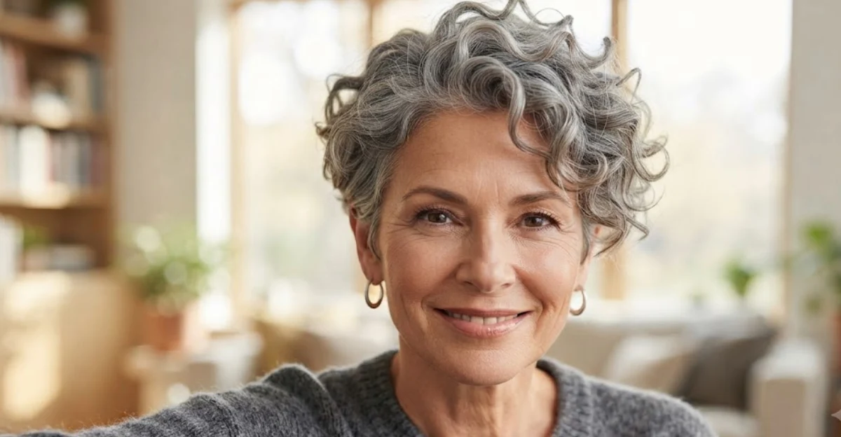 Short Gray Curly Pixie