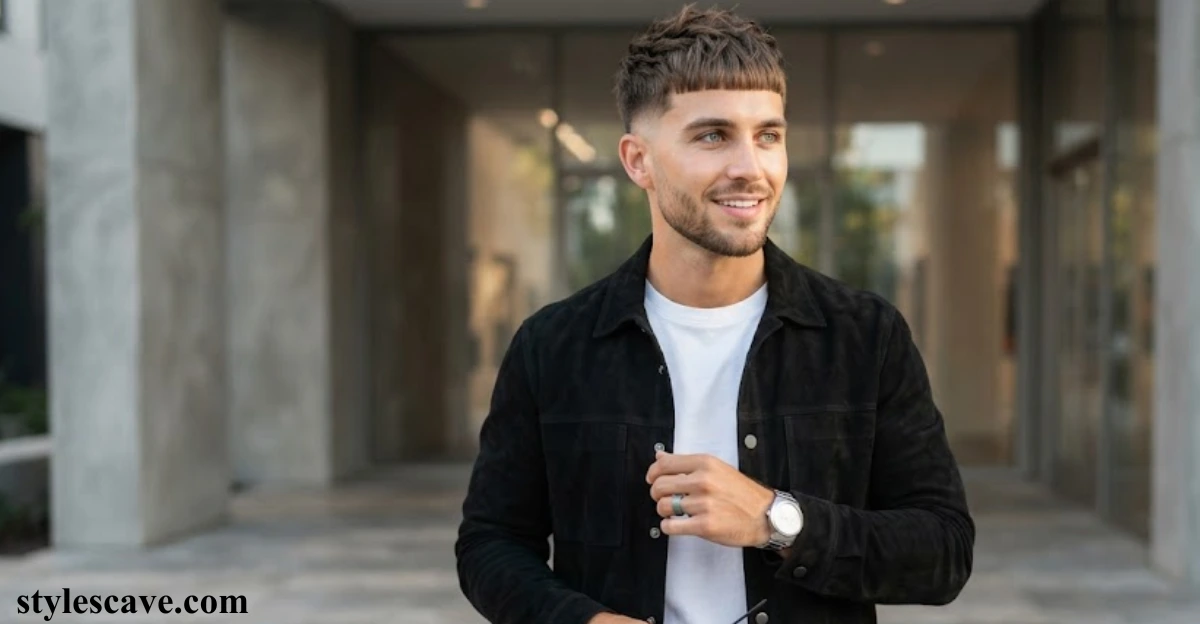 Short Layers with Blunt Fringe and Fade
