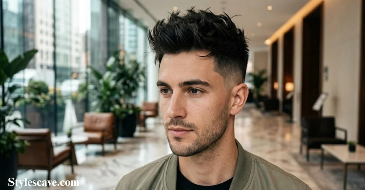 Short Messy Spikes with Mid Skin Fade