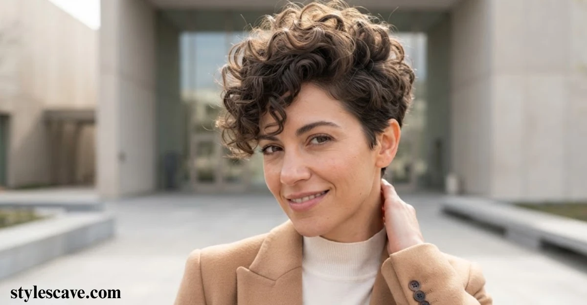 Short Textured Curly Pixie with Volume