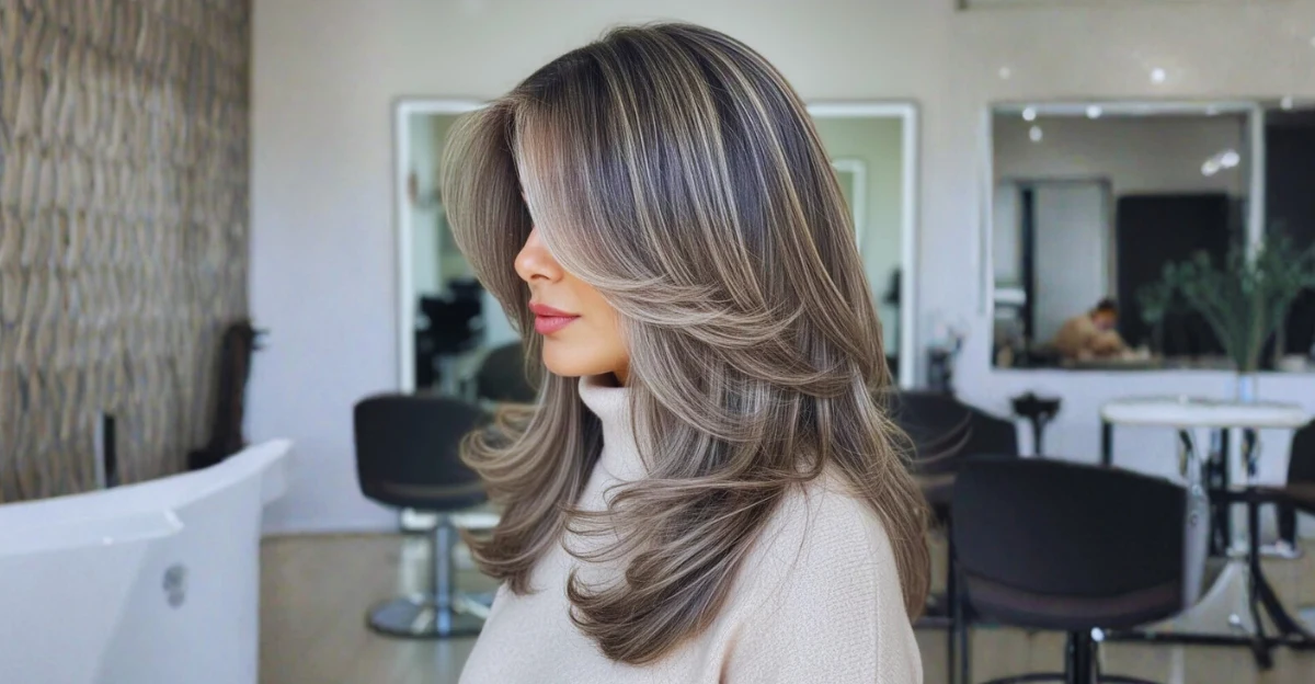 Smoky Brunette with Blonde and Silver Accents