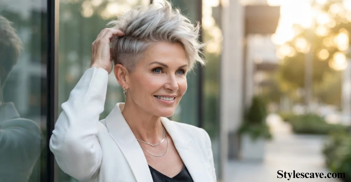 Spiky Platinum Pixie with Undercut