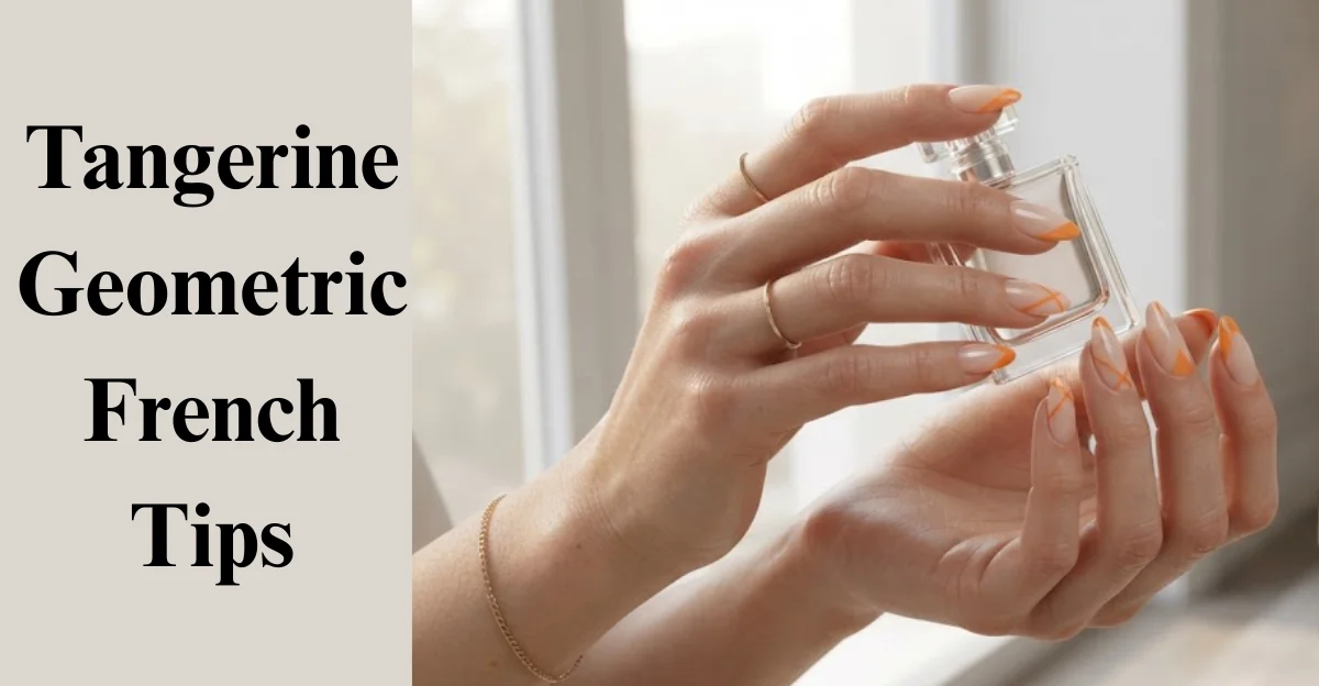 Tangerine Geometric French Tips