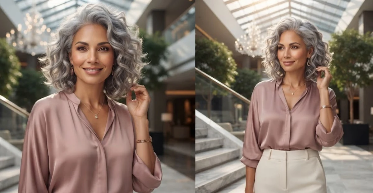 Tapered Gray Curly Bob