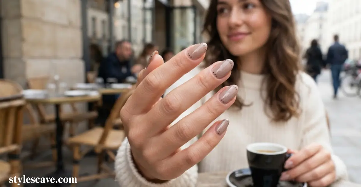 Taupe Tips with Micro Dots