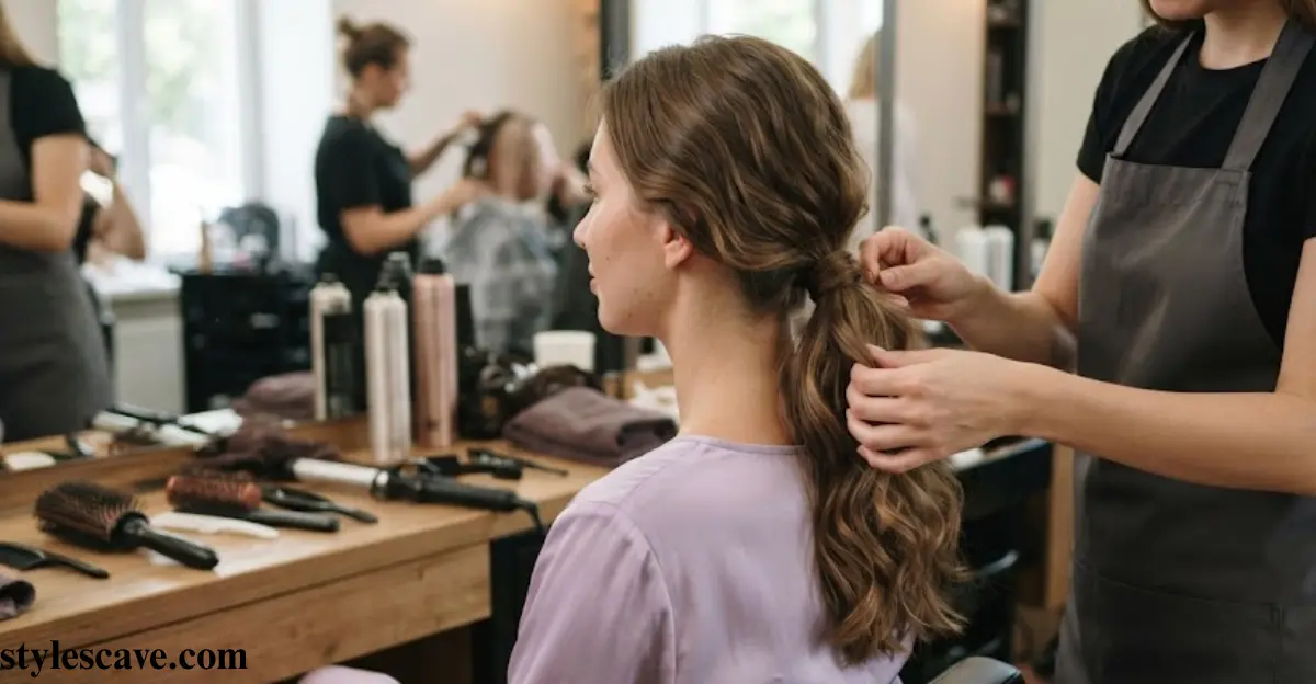 Textured Low Ponytail with Waves