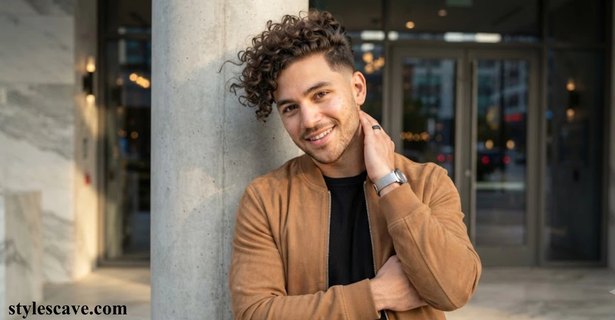 Thick Curly Taper Fade
