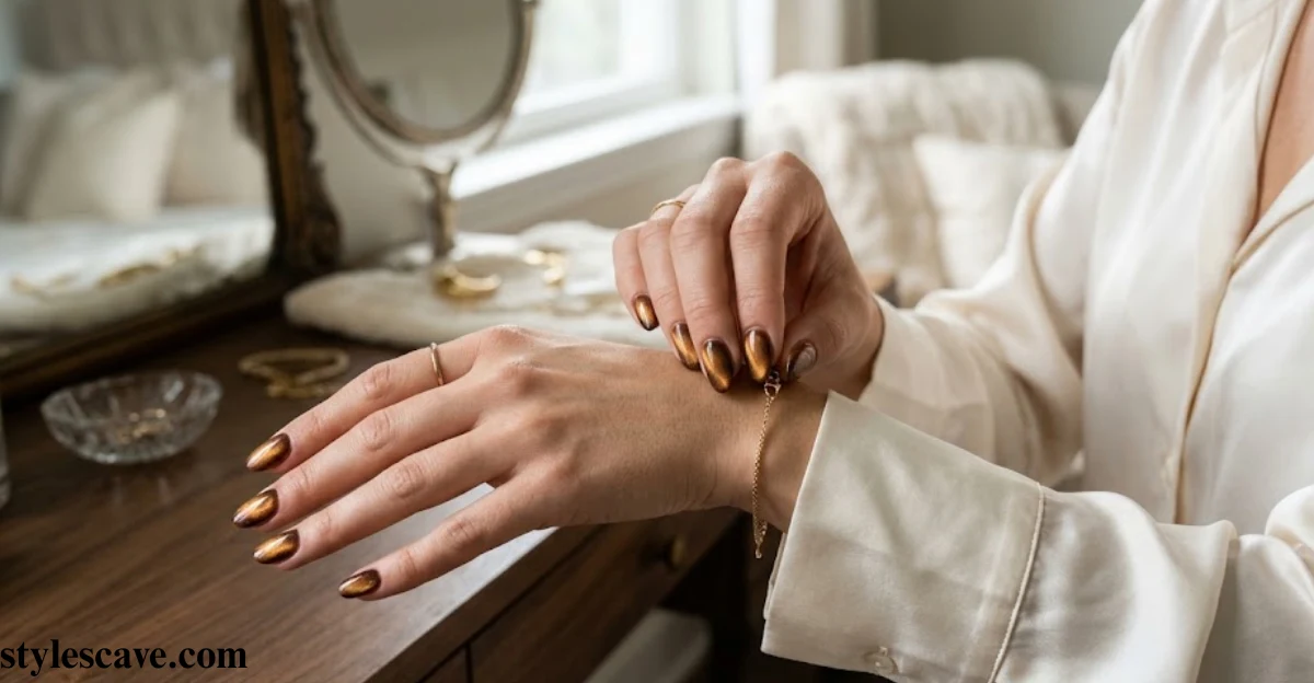 Tiger Eye Shimmer Nails