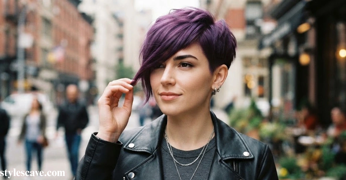 Violet Pixie with Asymmetrical Bangs