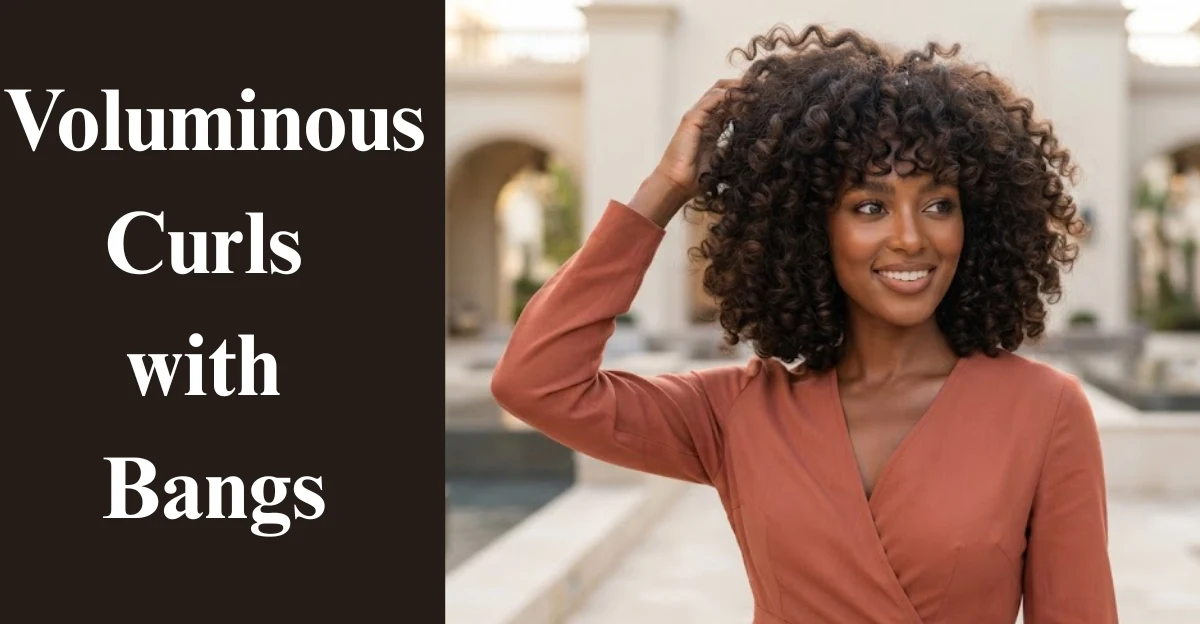  Voluminous Curly Bob with Bangs