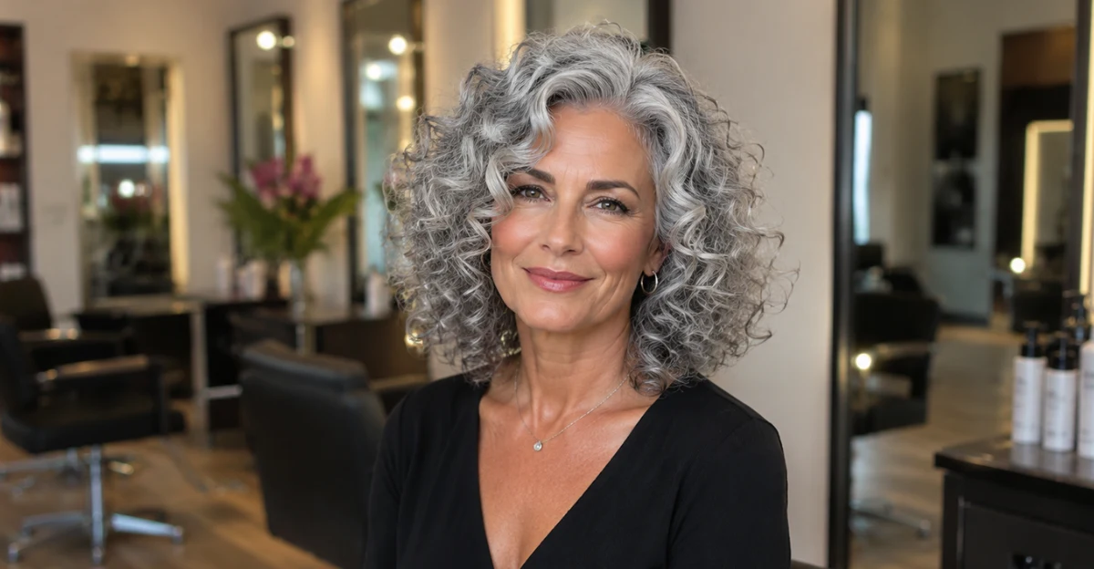 Voluminous Silver Spiral Curls