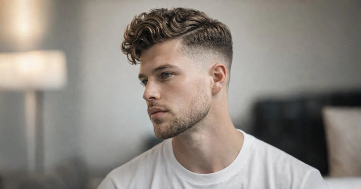 Wavy Side Part Taper Fade