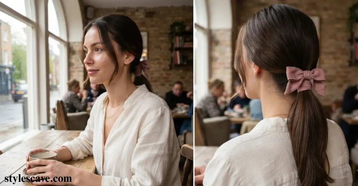 Ribbon-Wrapped Low Ponytail