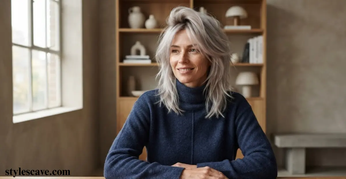 Silver Blonde Wolf Cut