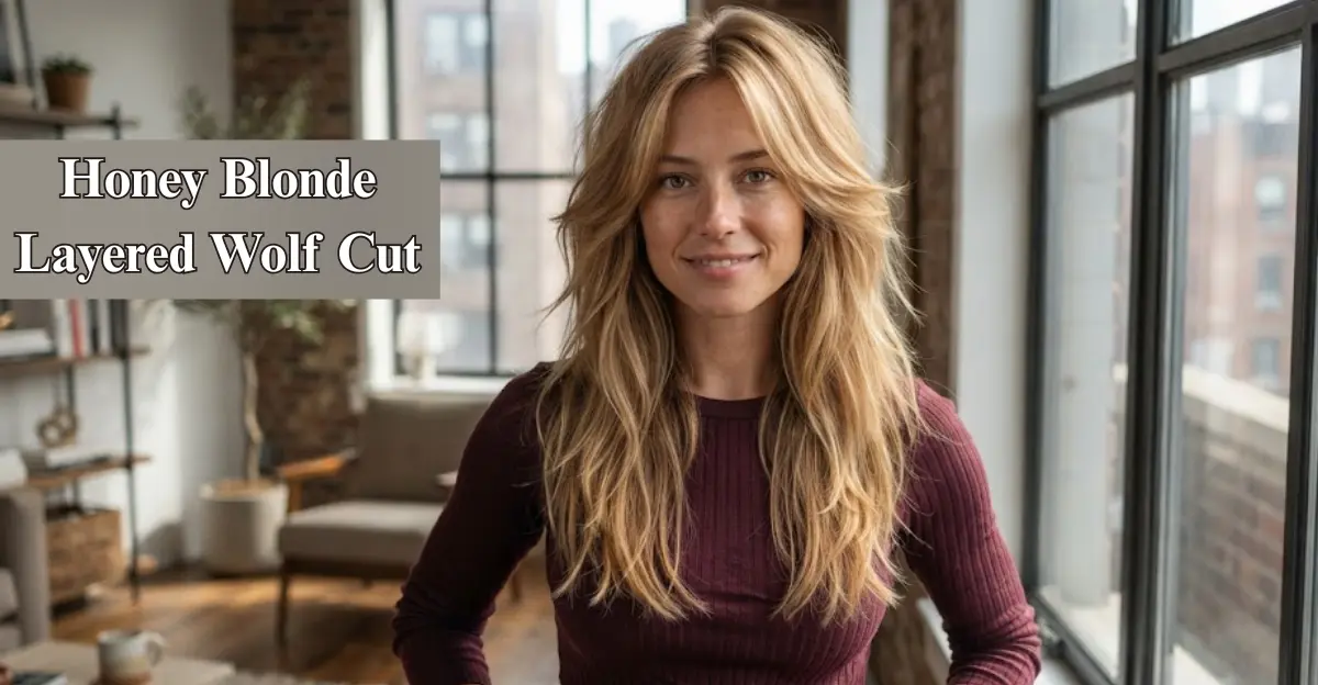 Honey Blonde Layered Wolf Cut