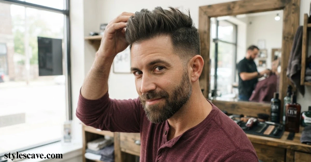 Upward-Styled Cut with Beard